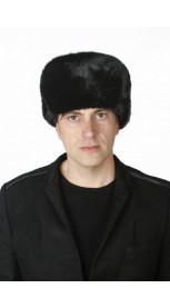 Black mink fur hat, Russian style